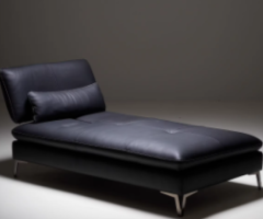 Black Leather Chaise Lounger