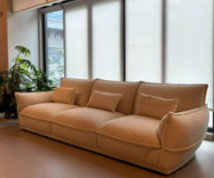 Luxury Creamy Beige Fabric Lounge Sofa