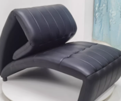 Sleek Modern Black Curved Chaise Lounger