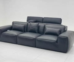 Sleek Black Leather Sectional Sofa