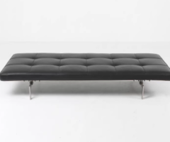 Modern Black Leather Daybed Recliner Sofa