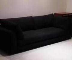 Sleek Black Fabric Lounge Sofa