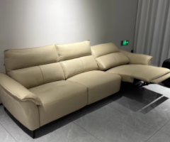 White Leather Electric Recliner Sofa