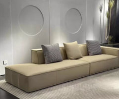 Minimalist Beige Block Sofa