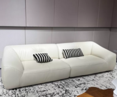 High-End Off-White Three-Seater Sofa