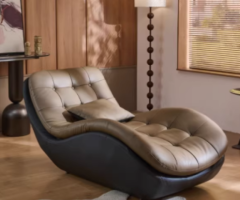 Minimalist Leather Chaise Lounge Chair