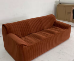 Luxe Brown Leather Three-Seater Sofa
