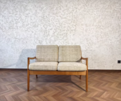 Designer Vintage Danish Teak Wood Sofa