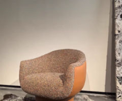 Signature Retro Leather and Fabric Shell Chair