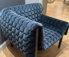 Designer Dark Blue-Grey Velvet Armchair