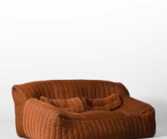 Designer Brown Corduroy Two-Seater Fabric Sofa