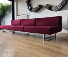 Burgundy Felted Wool Adjustable Lounge Sofa